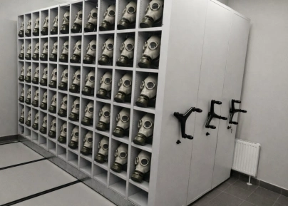 Мобильные стеллажи с ячейками для спецодежды и СИЗ